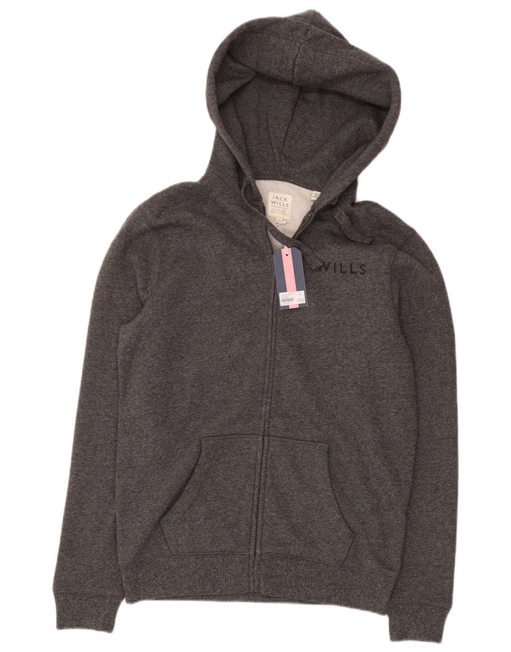 Jack Wills Mens Zip Hoodie Sweater Medium Grey Flecked Cotton