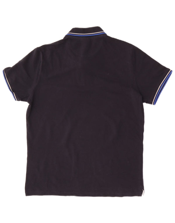 Champion Mens Polo Shirt Large Navy Blue Striped Cotton