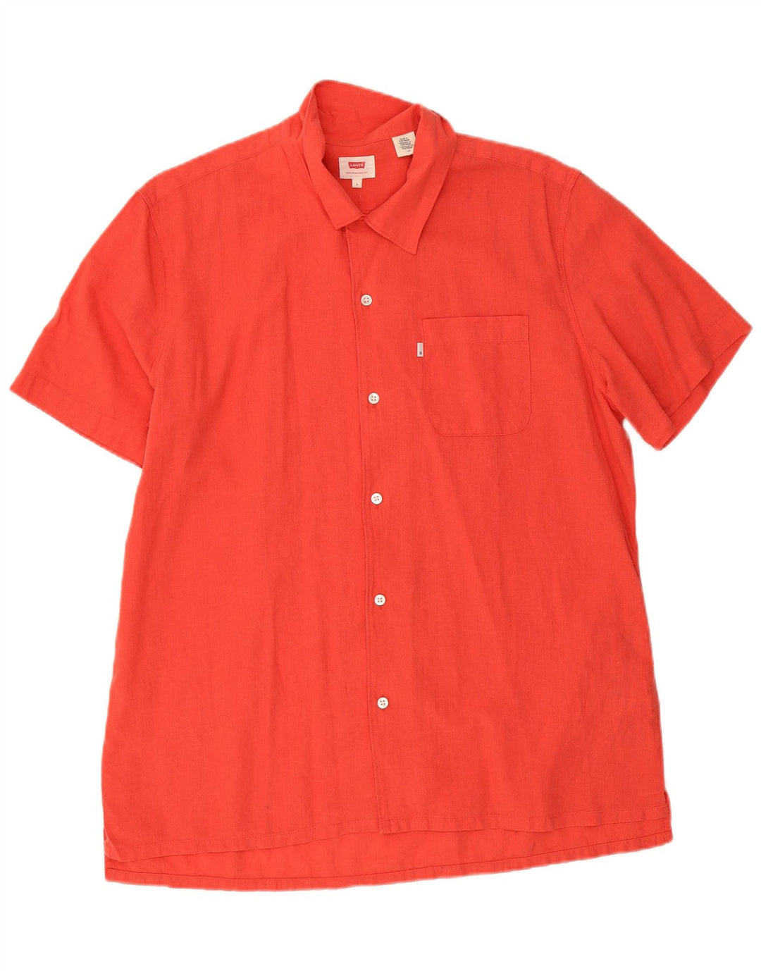 Levi's Mens Short Sleeve Shirt Large Red Linen
