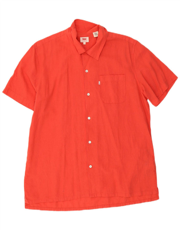 Levi's Mens Short Sleeve Shirt Large Red Linen