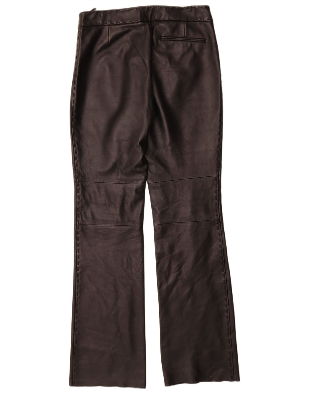 Mango Dame Lige Læderbukser IT 42 Medium W30 L35 Sort