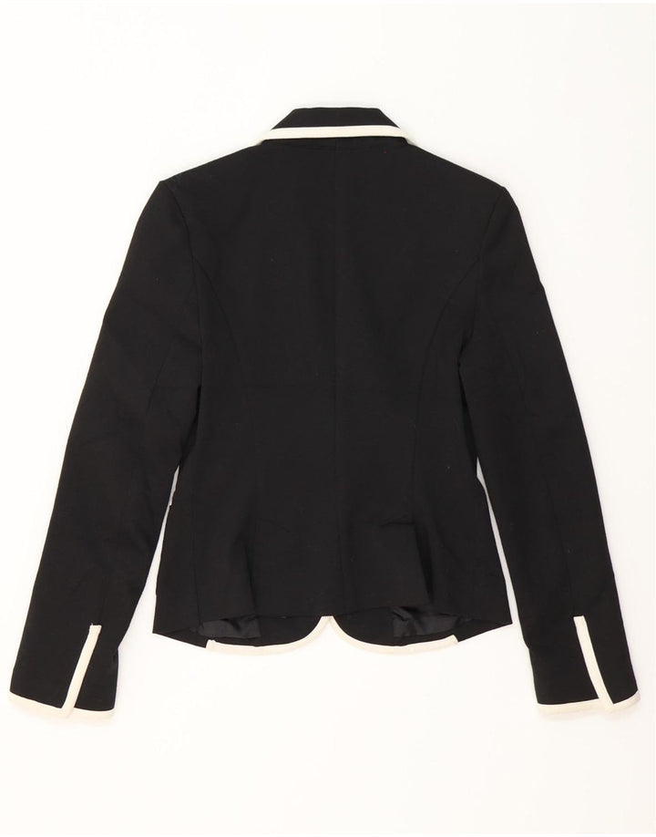 Zara Dame 2 Button Blazer Jacket UK 10 Small Black Colourblock Polyester