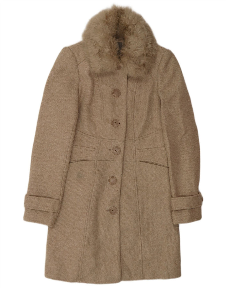 Oasis Womens Overcoat UK 6 XS Beige Polyester