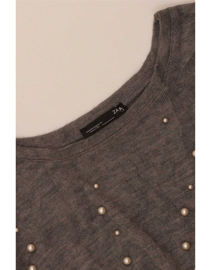 Top oversize da donna Zara a maniche lunghe UK 14 Grigio medio
