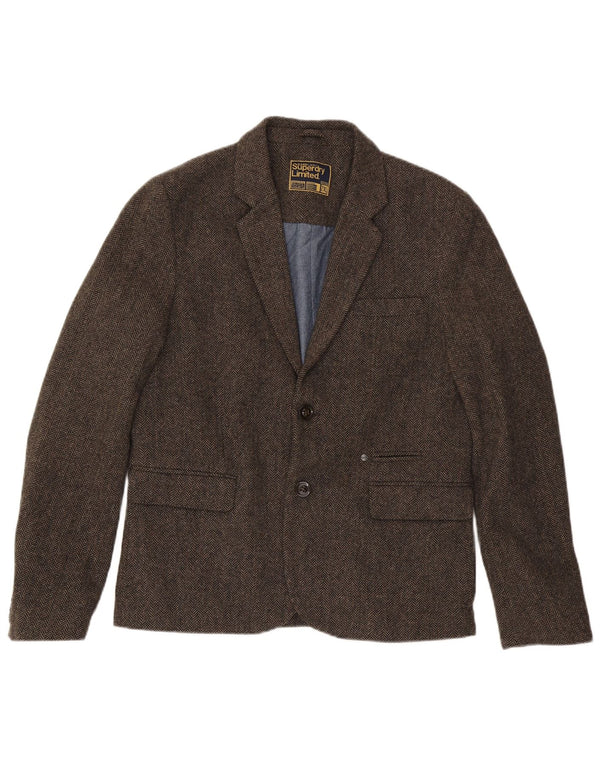 Jachetă blazer pentru bărbați Superdry, cu 2 nasturi, UK 44 2XL, maro, bumbac în oase