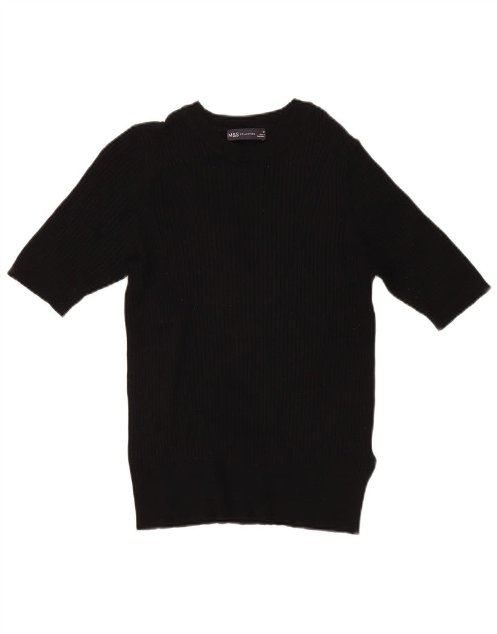 Marks & Spencer Womens Boat Neck Jumper Sweater UK 14 Medium Black