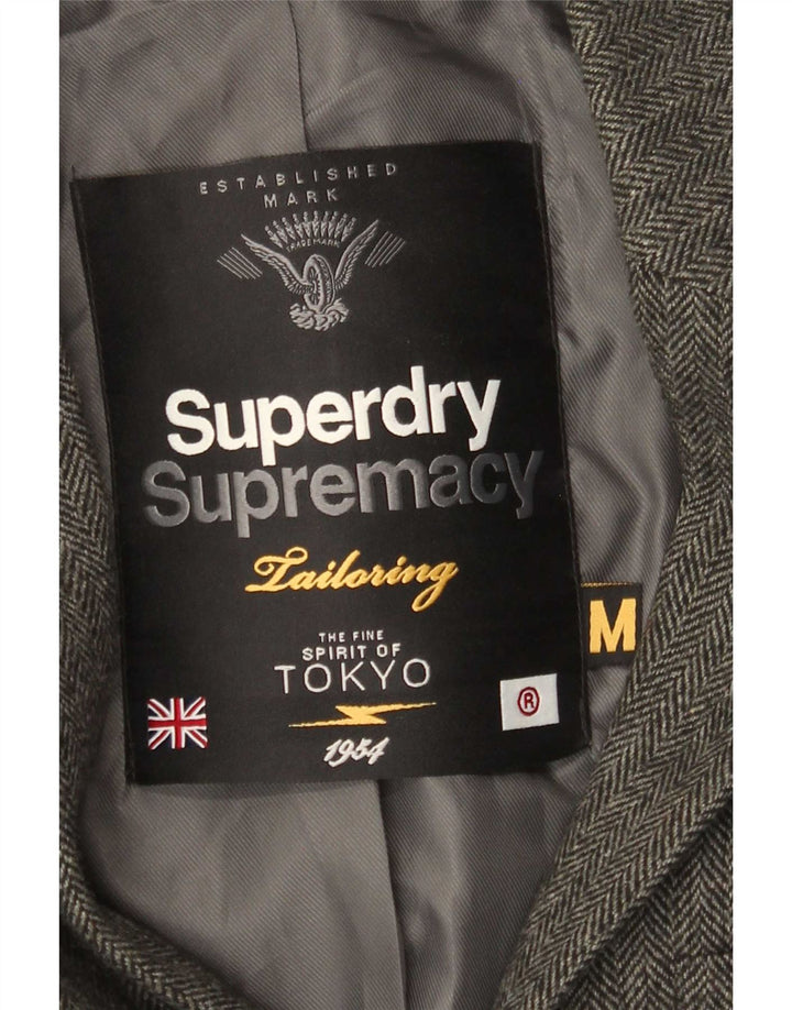 Superdry Herre 2-knaps blazerjakke UK 38 Medium Grey Herringbone