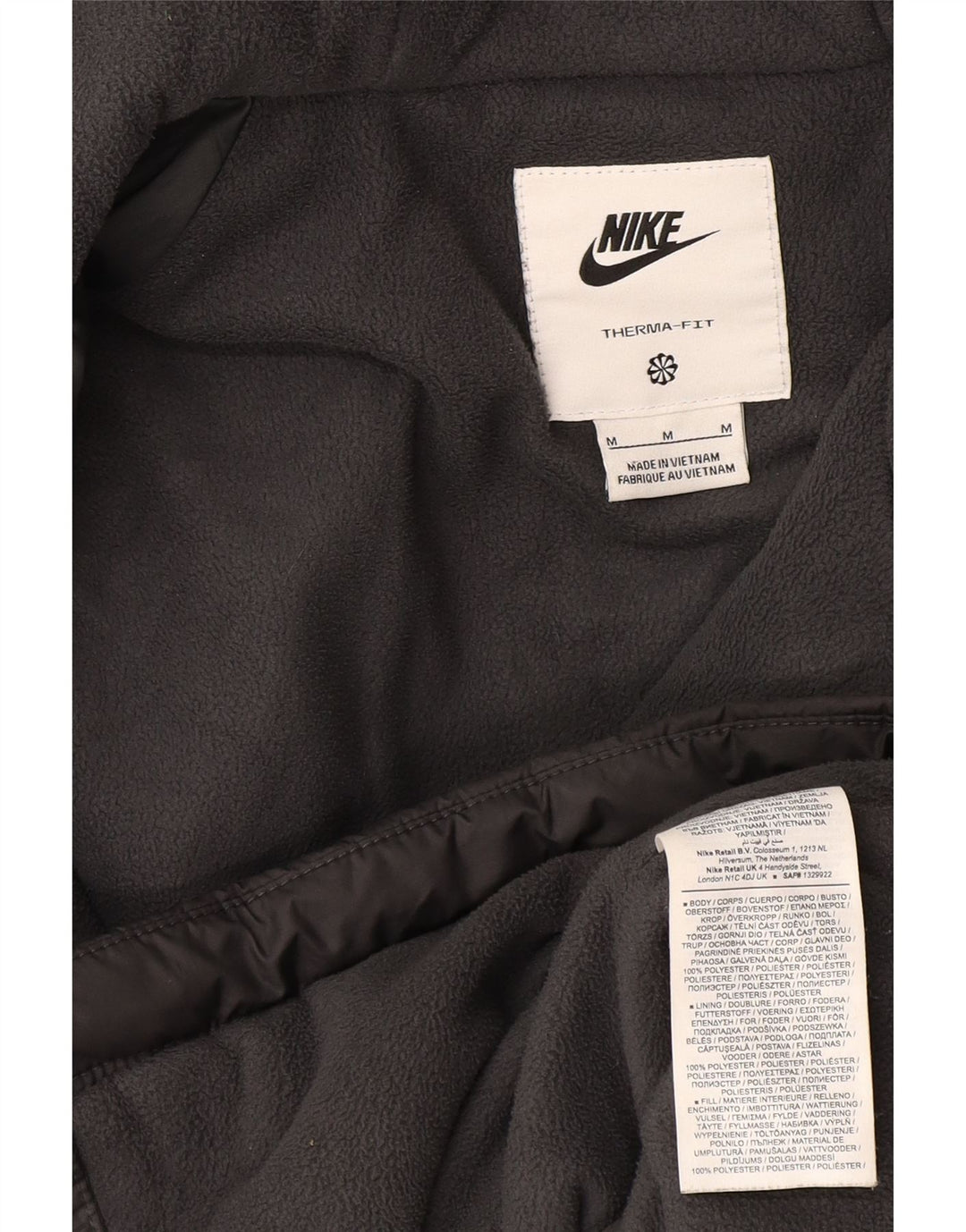 Nike Polstret jakke med hætte til mænd UK 38 Medium Grey Polyester