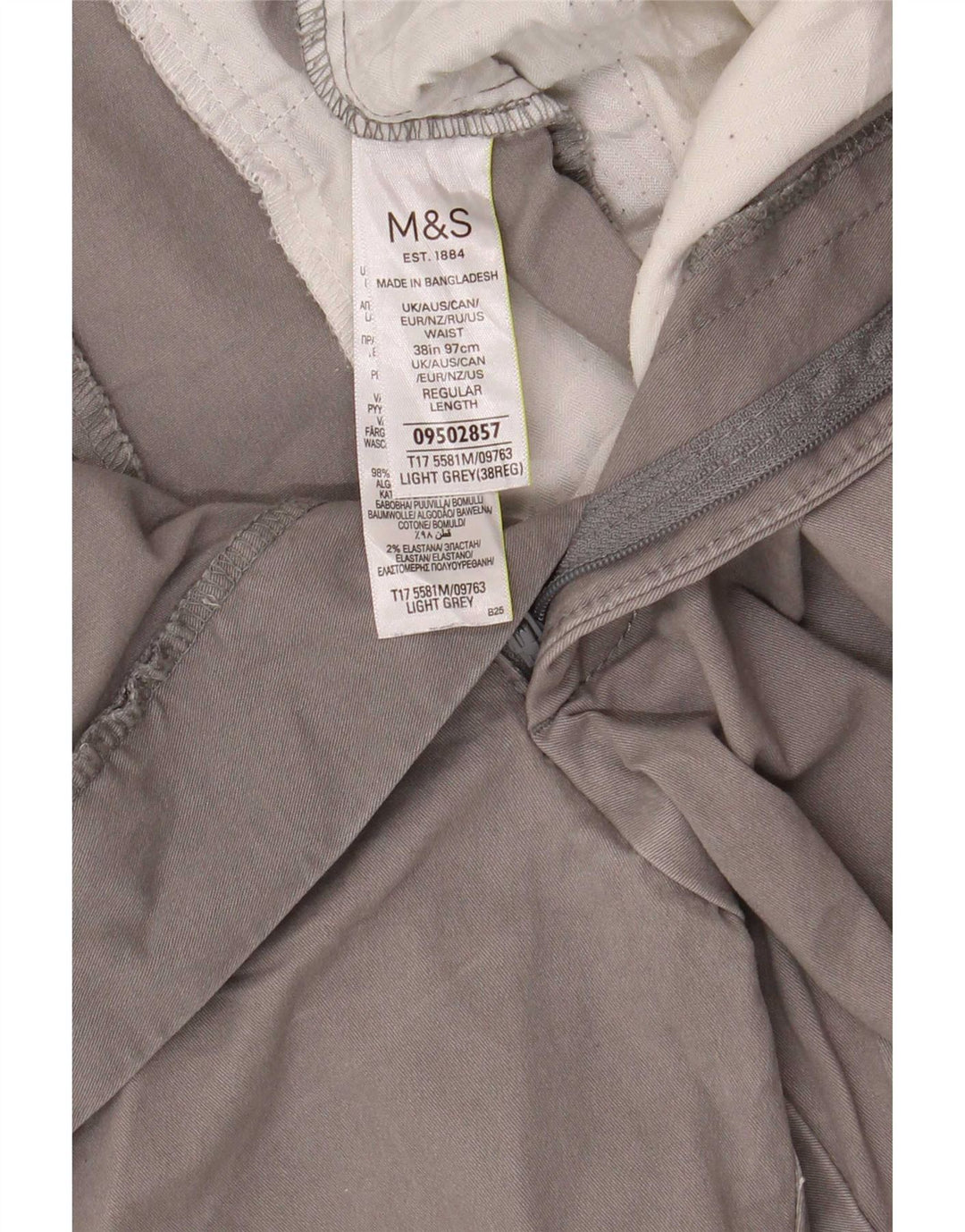 Marks & Spencer Mens Chino Shorts W38 XL Grey Cotton