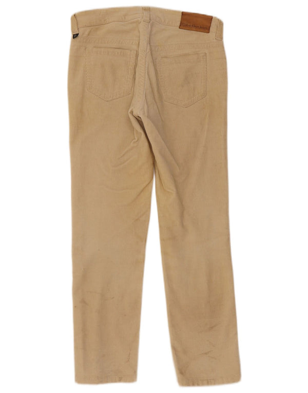 Pantalones Calvin Klein De Pana Rectos Para Mujer W29 L28 Algodón Beige