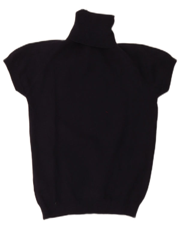 Zara Dame Kortærmet Roll Neck Jumper Sweater UK 12 Medium Navy Blue