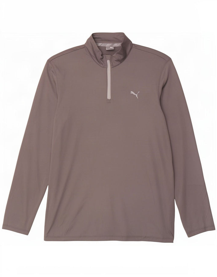 Puma Herre Zip Neck Pullover Træningsdragt Top 2XL Grå Polyester