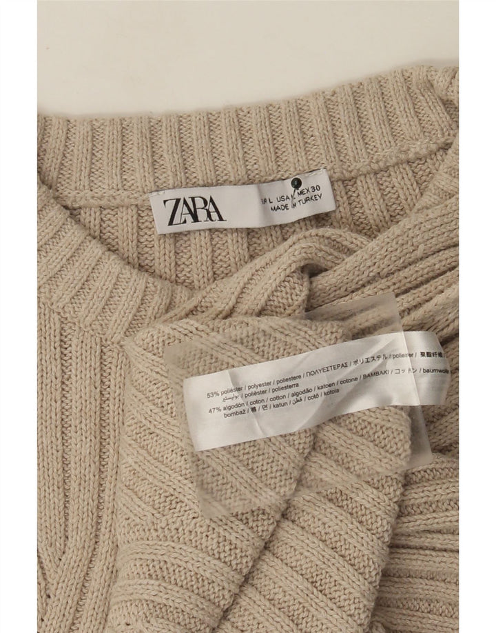 Zara Womens Vest Tank Top UK 16 Large Beige Polyester