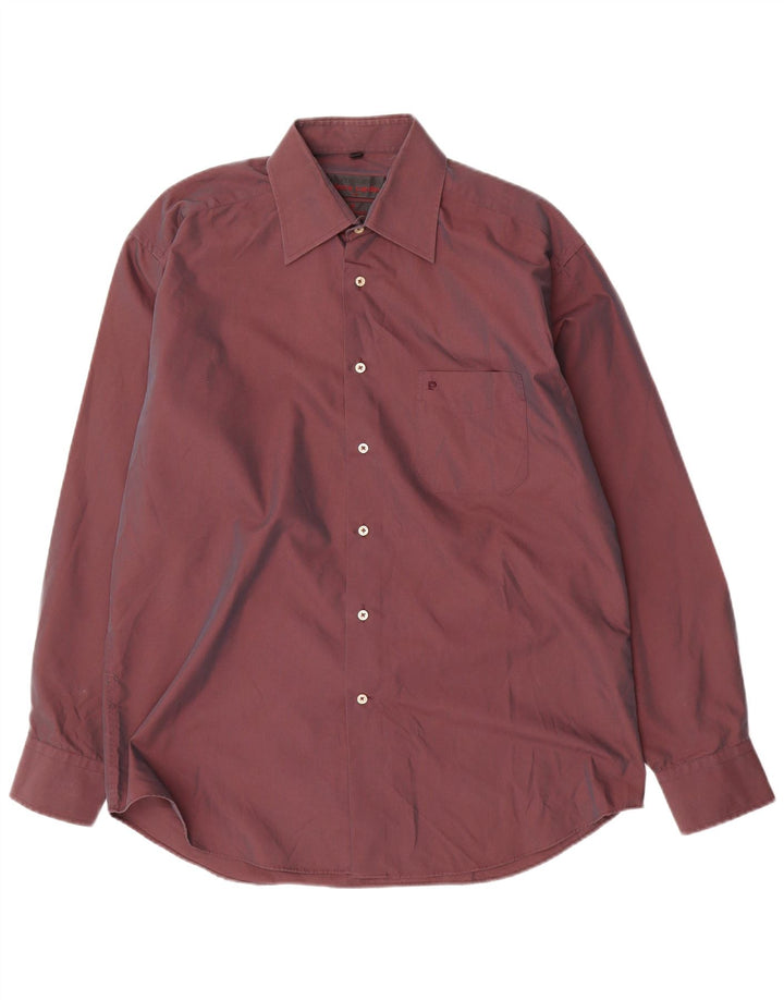 Pierre Cardin Mens Shirt Size 39/40 Medium Burgundy Cotton