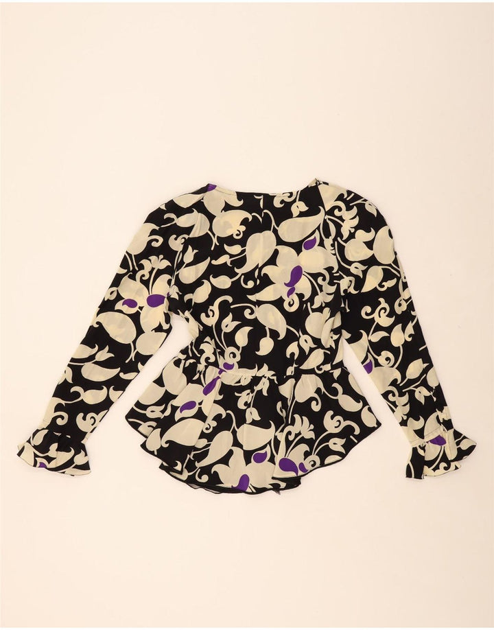 CLIPS Womens Long Sleeve Blouse Top IT 44 Medium Black Paisley Silk Vintage Clips and Second-Hand Clips from Messina Hembry 