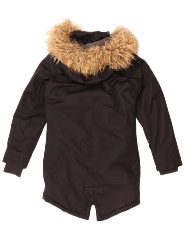 Bænk piger hættejakke parka 7-8 år sort polyester