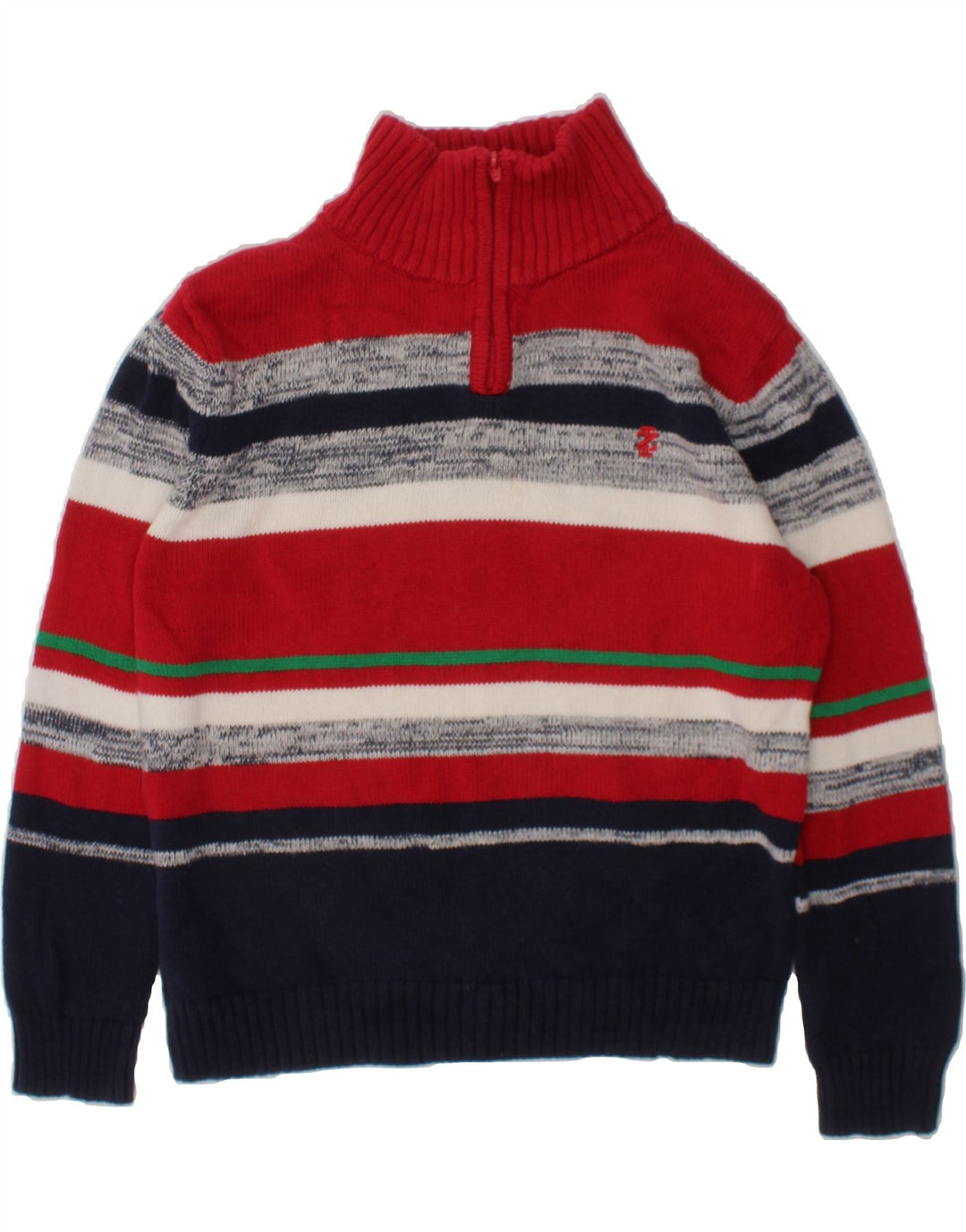 IZOD Boys Zip Neck Jumper Sweater 6-7 Years XL Multicoloured Striped Vintage Izod and Second-Hand Izod from Messina Hembry 