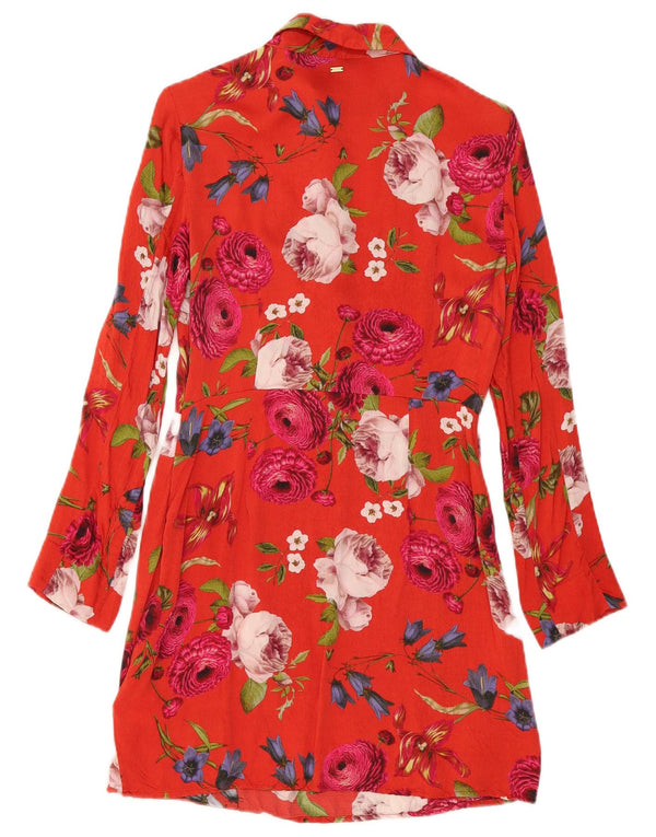 Superdry Womens Pullover Shirt Dress UK 10 Small Red Floral Viscose