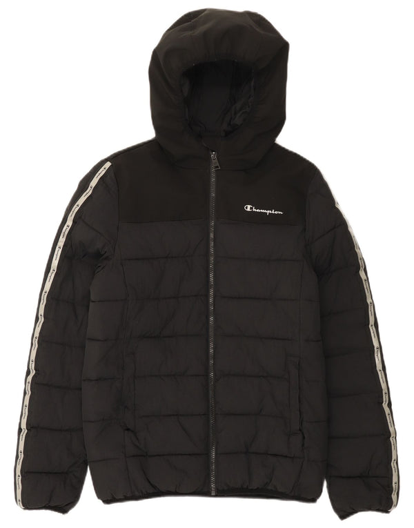 Champion Veste matelassée graphique à capuche pour garçon 13-14 ans XL Noir Polyamide