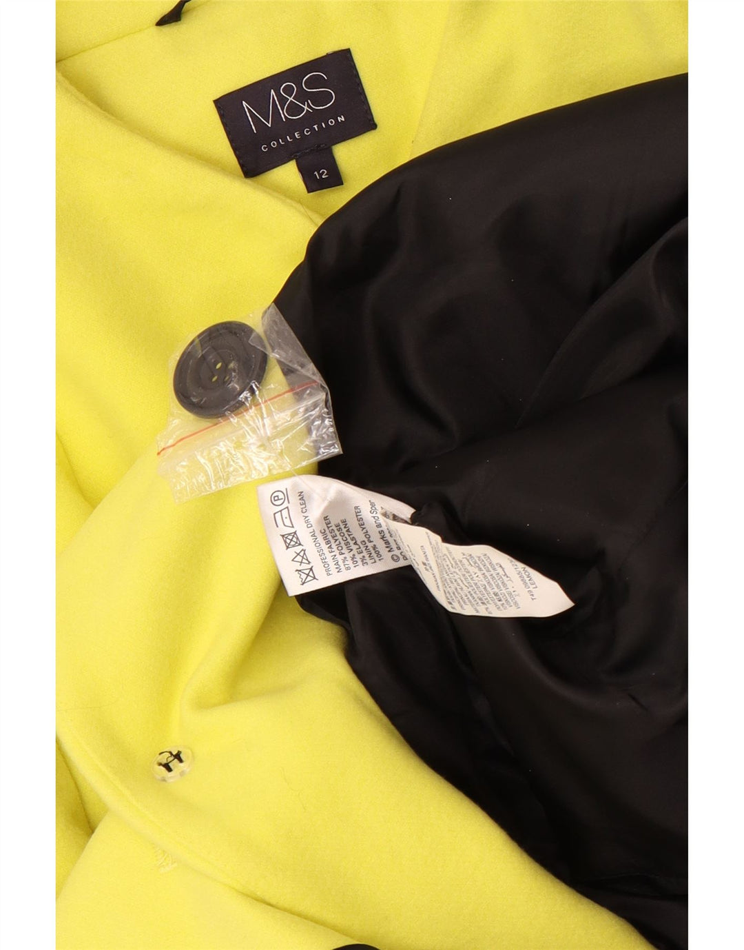 Marks & Spencer Dame 4 Button Longline Blazer Jacket UK 12 Medium Yellow