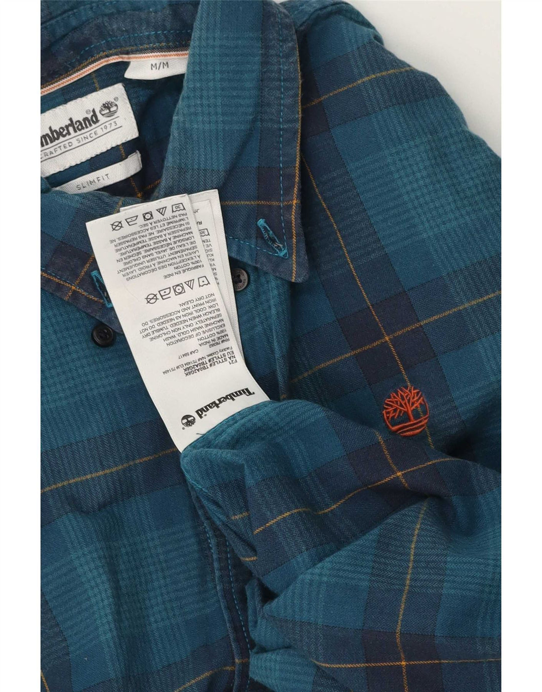 Cămașă pentru bărbați Timberland Slim Fit, bumbac cu carouri albastru mediu