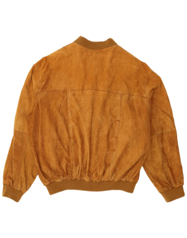 Vintage Mens Suede Bomber Jacket IT 58 4XL Brown