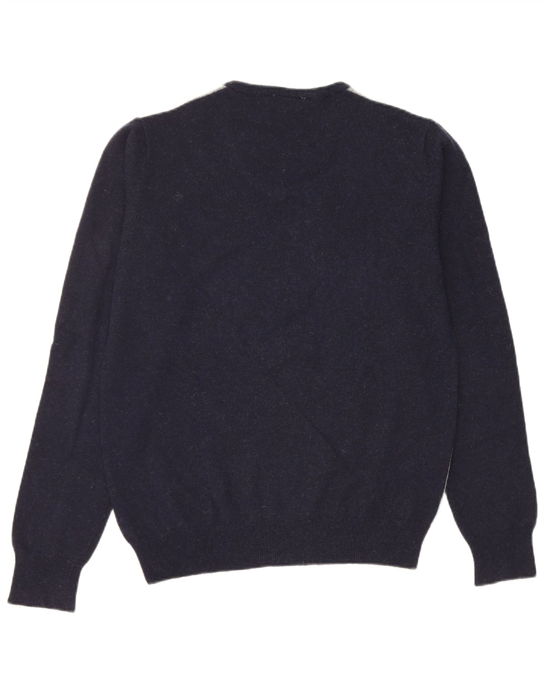 Fila Mens V-Neck Jumper Sweater Large Navy Blue Colourblock Lambswool