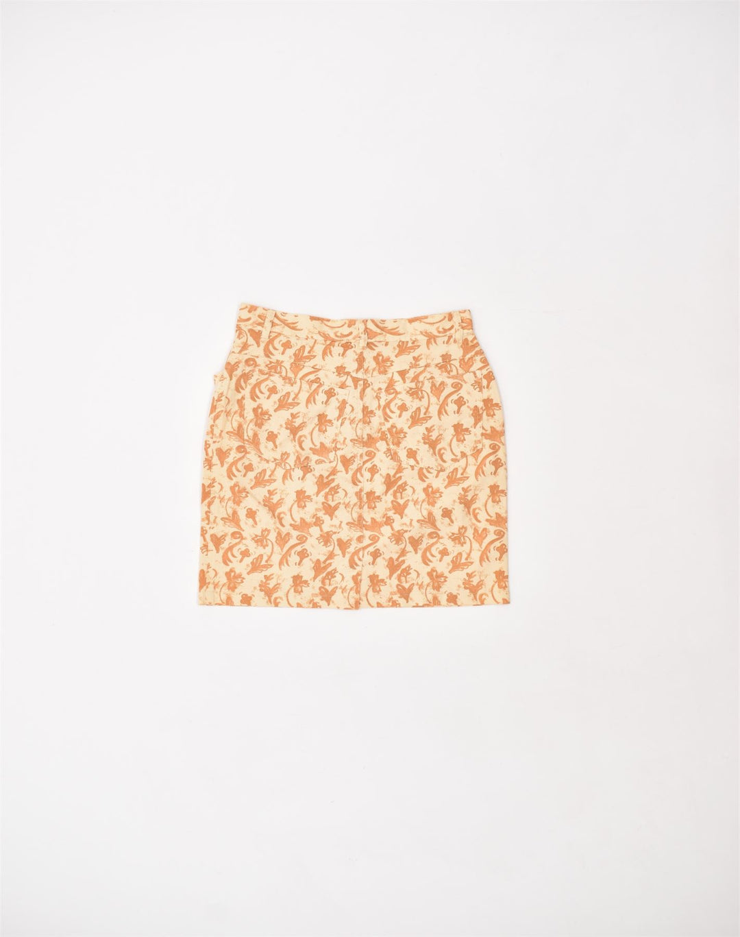 APART Womens Pencil Skirt UK 10 Small W26 Orange Floral Cotton | Vintage | Thrift | Second-Hand | Used Clothing | Messina Hembry 