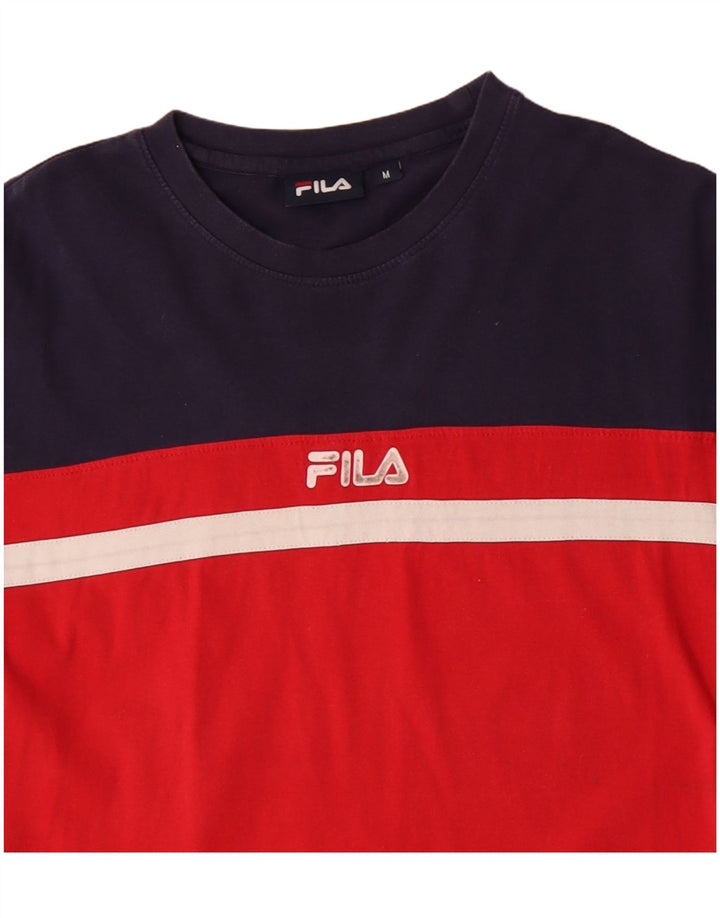 Fila Mens Graphic T-Shirt Top Medium Red Colourblock Cotton