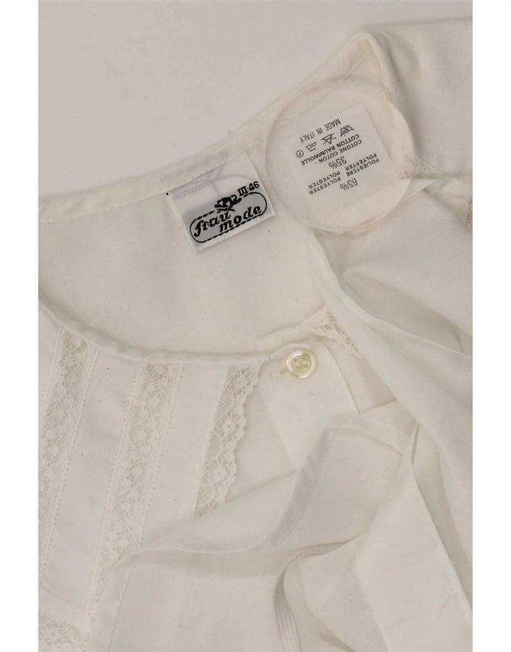 Vintage Womens Sleeveless Shirt Blouse IT 46 Large White Polyester