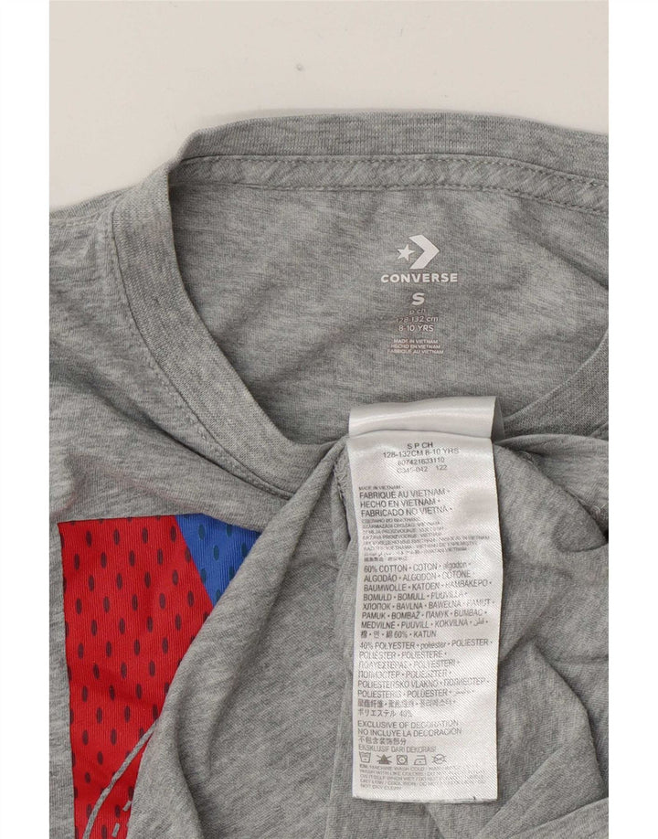 Converse Boys Graphic Top Long Sleeve 8-9 Years Small Grey Cotton