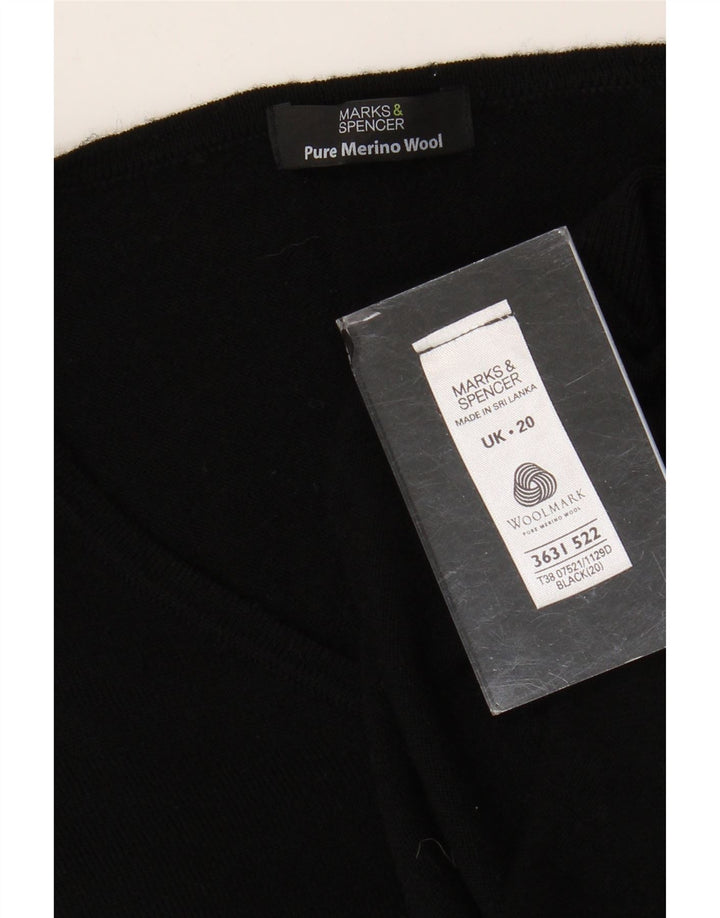 Marks & Spencer Womens V-Neck Jumper Sweater UK 20 2XL Black Wool