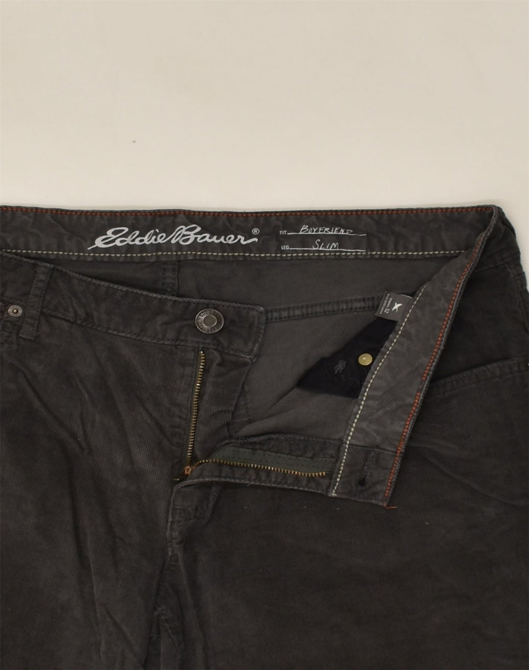 EDDIE BAUER Womens Boyfriend Corduroy Trousers US 12 Large W34 L30 Grey | Vintage Eddie Bauer | Thrift | Second-Hand Eddie Bauer | Used Clothing | Messina Hembry 