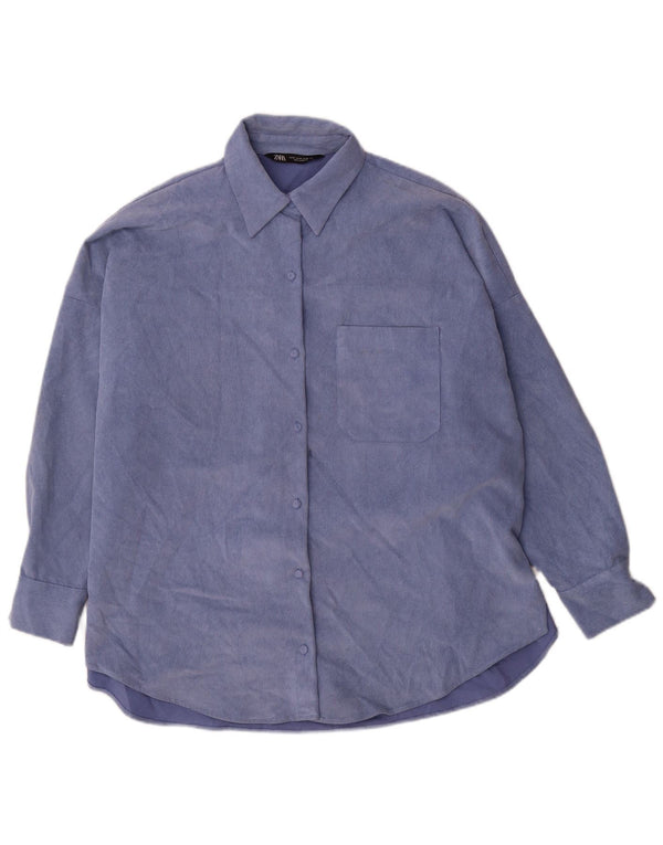 Zara Womens Overshirt Oversized skjorte UK 14 Medium Blue Polyester