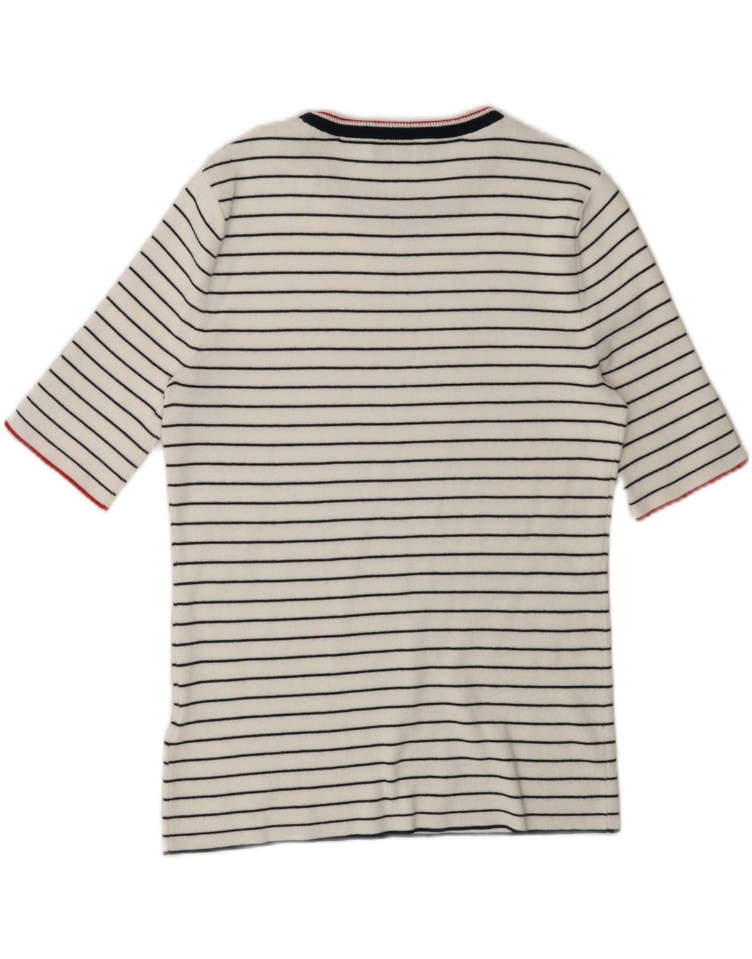 HOBBS Womens Crew Neck Jumper Sweater UK 12 Medium White Striped Vintage Hobbs and Second-Hand Hobbs from Messina Hembry 