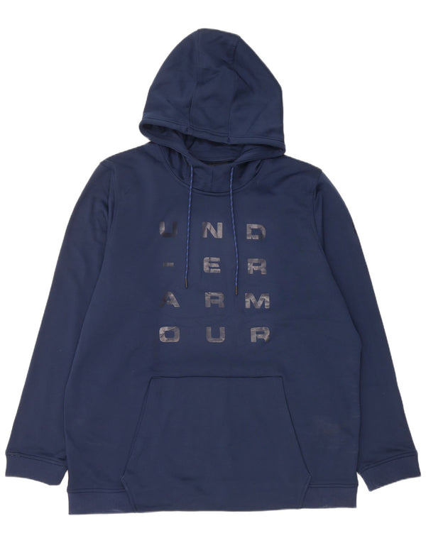 Under Armour Dame Cold Gear Grafisk Hoodie Jumper UK 20 2XL Navy Blue