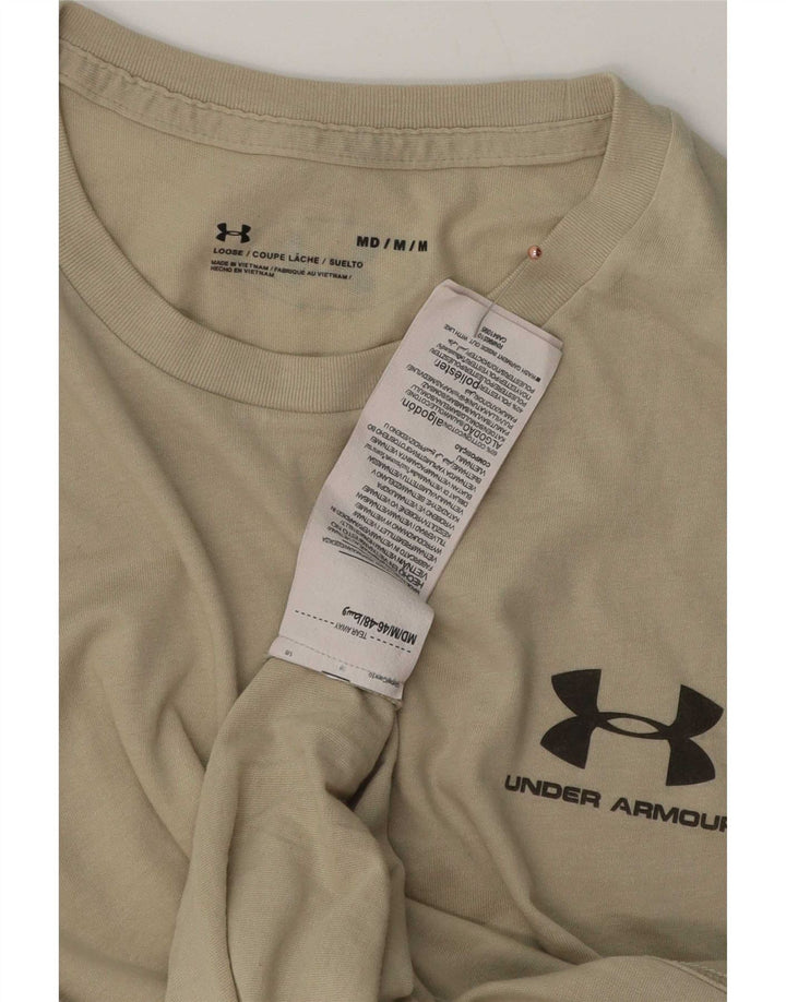 Under Armour Mens T-Shirt Top Medium Beige Cotton