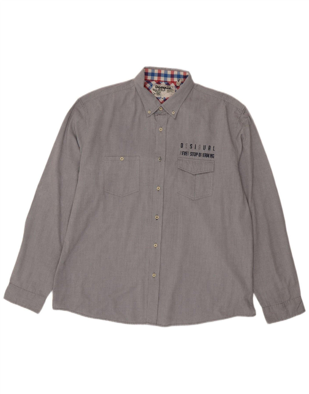Camicia grafica da uomo Desigual 3XL poliestere grigio