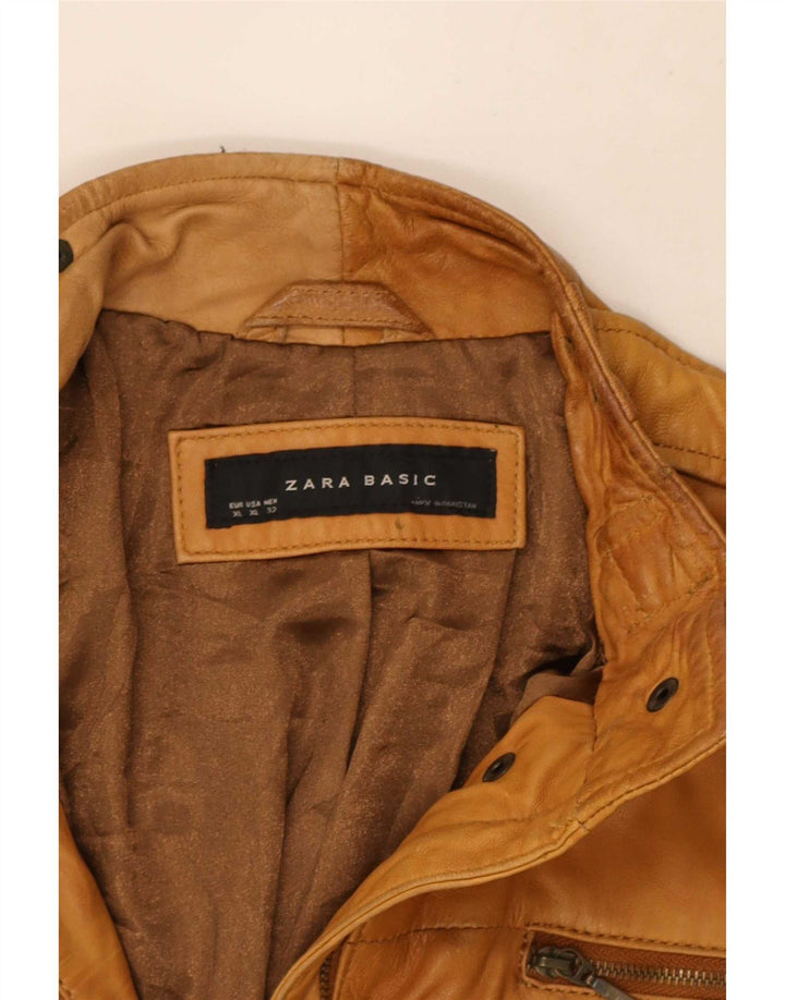Zara Dame Læderjakke UK 18 XL Beige