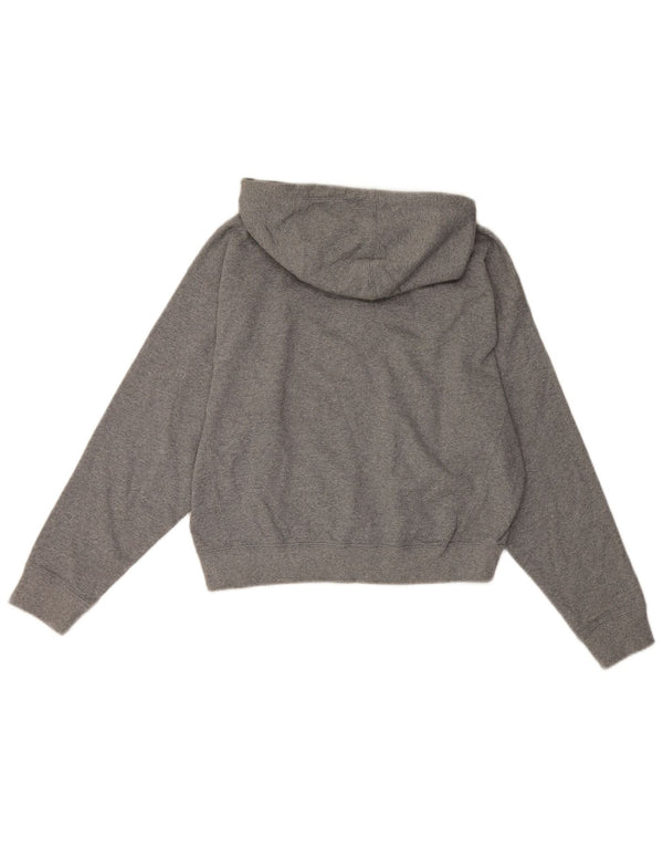 Champion Womens Graphic Crop Hoodie Jumper UK 14 Medium Grey Cotton