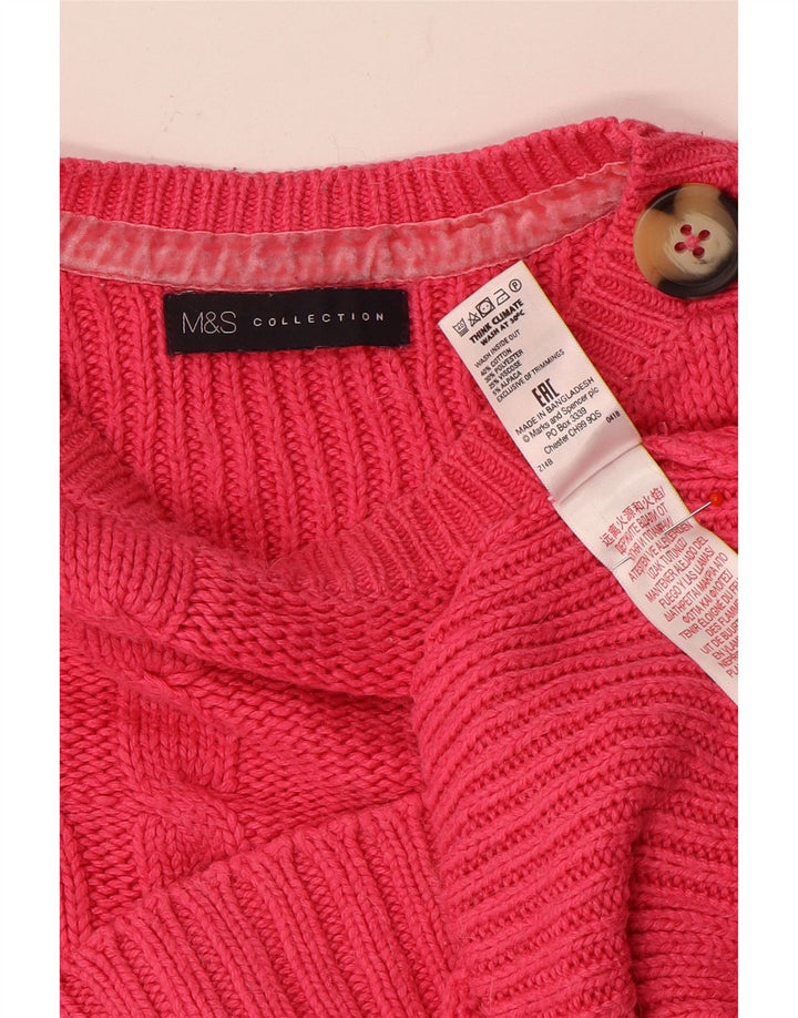 Marks & Spencer Womens Oversized Boat Neck Jumper Sweater UK 12 Medium Pink