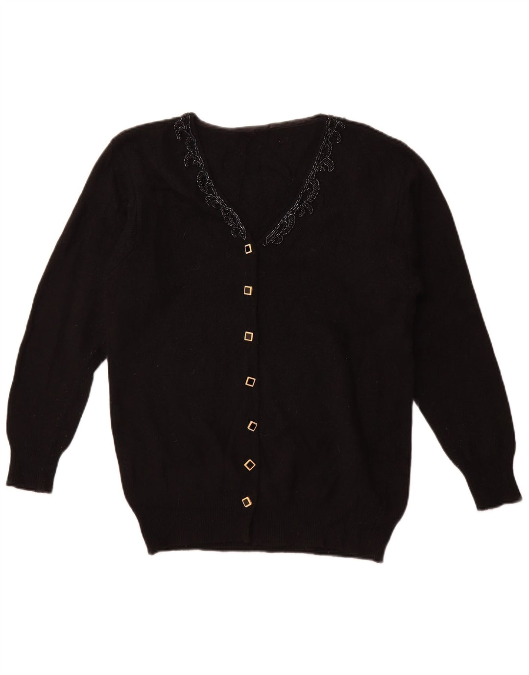 Vintage Damen Cardigan Pullover UK 16 Groß Schwarz