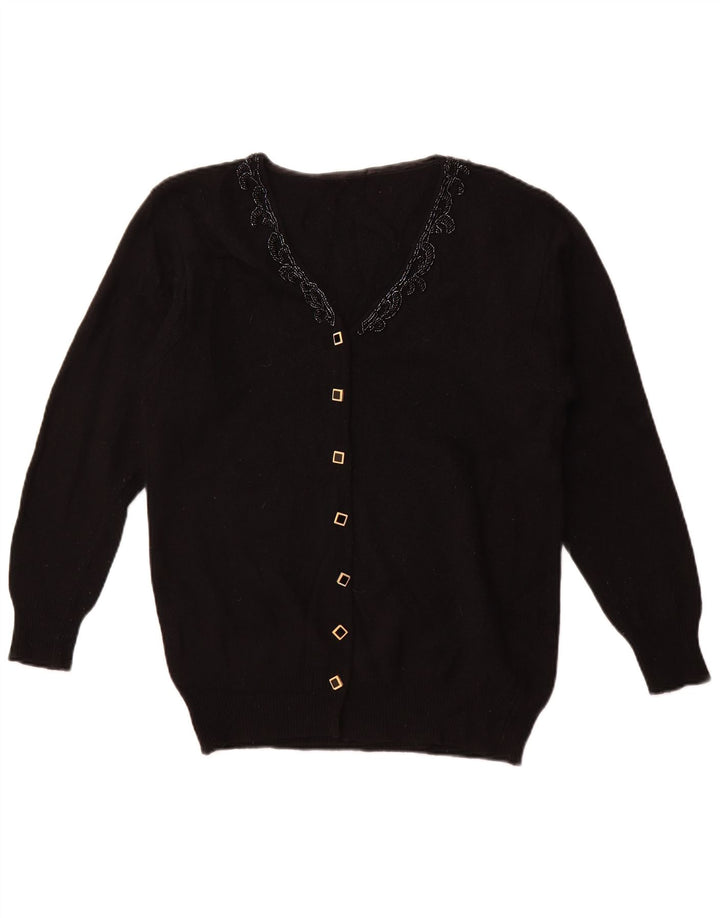 Vintage Damen Cardigan Pullover UK 16 Groß Schwarz