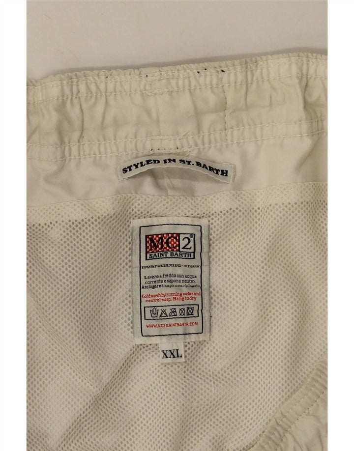 Saint Barth Mens Graphic Swimming Shorts 2XL  White Polyamide