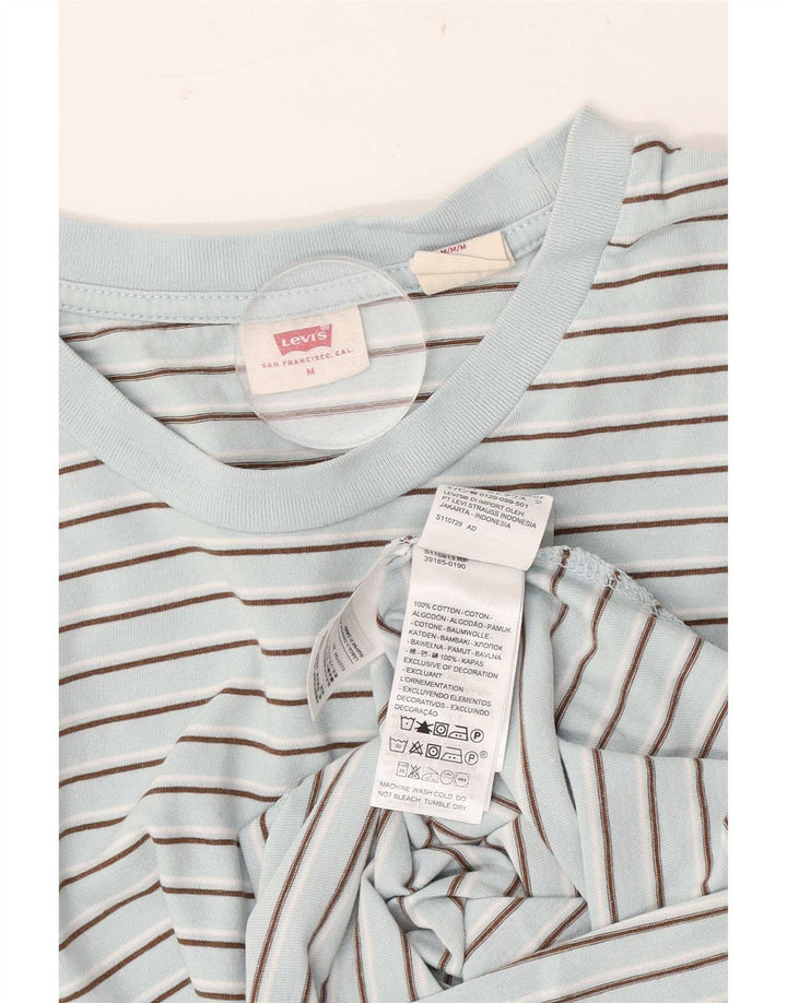 Levi's Womens T-Shirt Top UK 14 Medium Blue Striped Cotton
