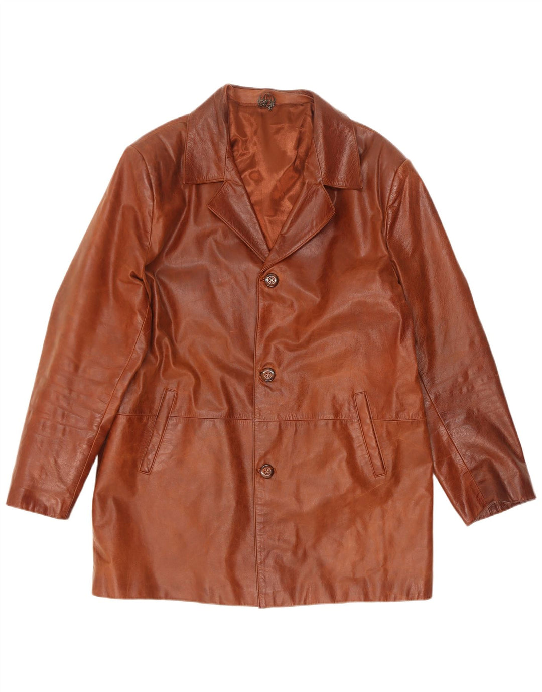 Giacca in pelle vintage da uomo UK 44 2XL Marrone