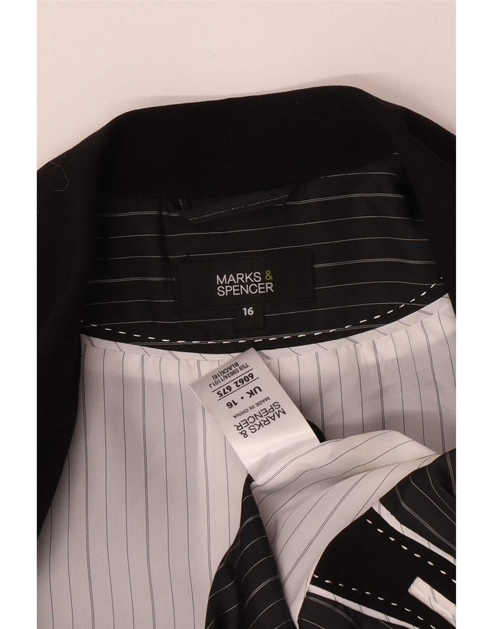Jaqueta blazer feminina Marks & Spencer com 1 botão Reino Unido 16 grande poliéster preto