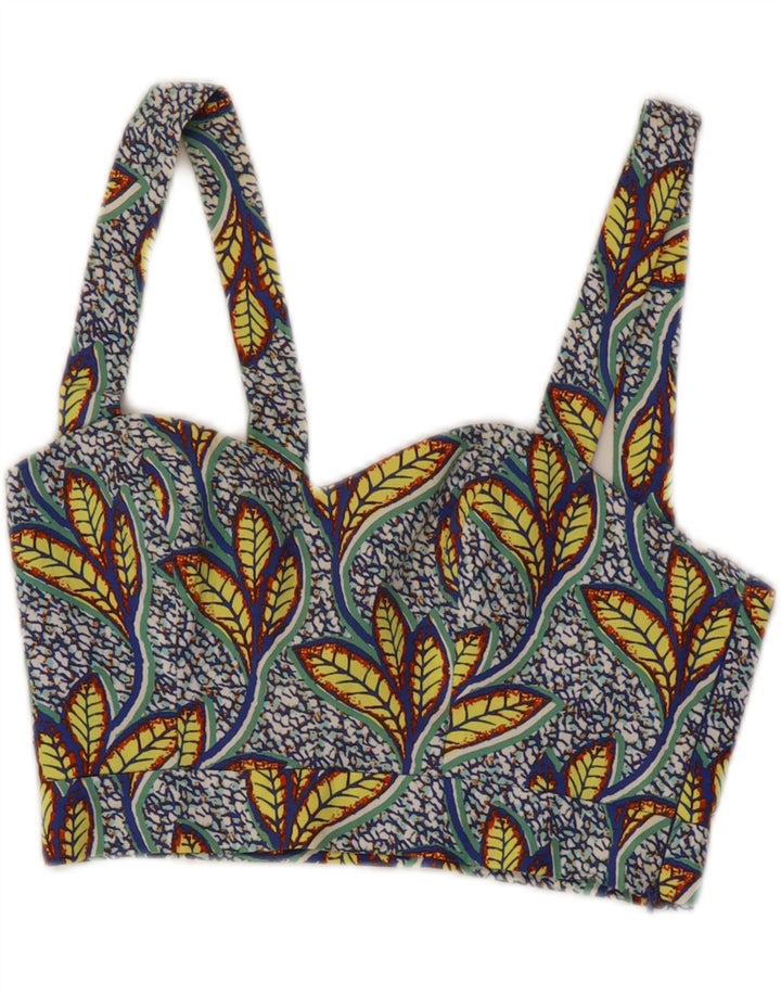 ZARA Womens Abstract Pattern Corset Top UK 4 XS Blue