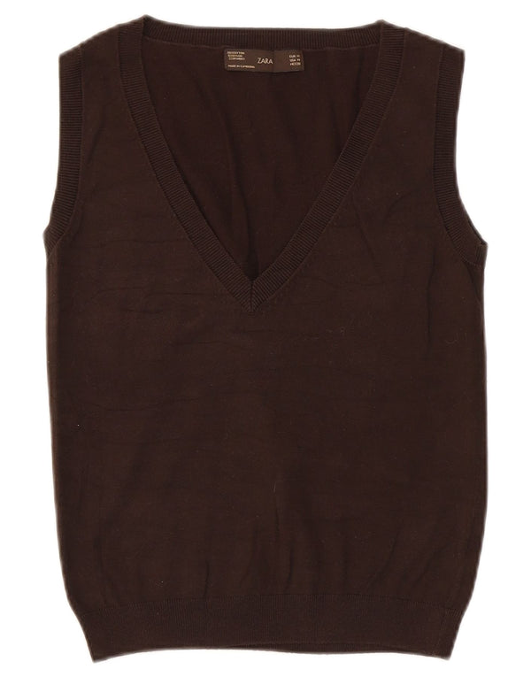 Canottiera da donna Zara UK 12 in cotone marrone medio