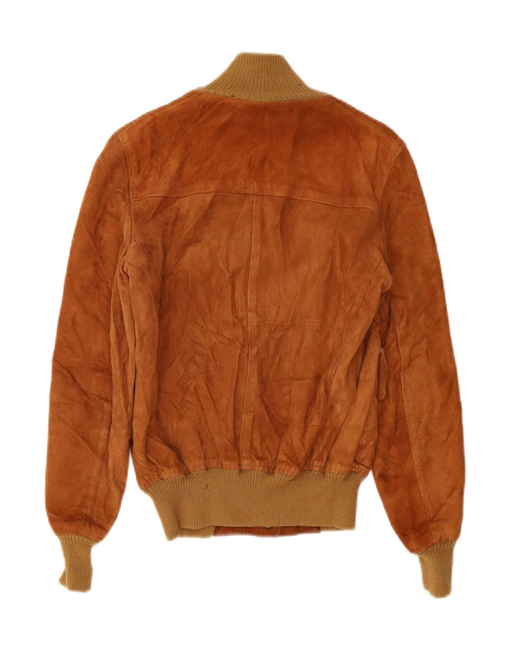 Bomber vintage da donna in pelle scamosciata IT 48 XL in pelle marrone